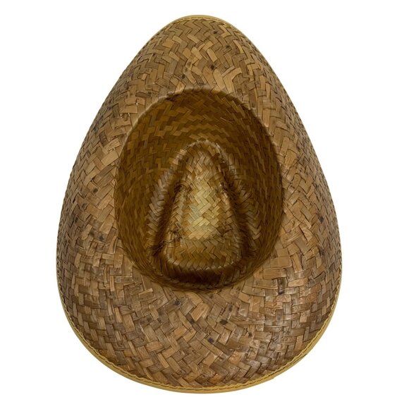 Straw Diamond Crown Cowboy/Cowgirl Western Farm Hat Made In Mexico Unisex FLAW - Picture 8 of 9